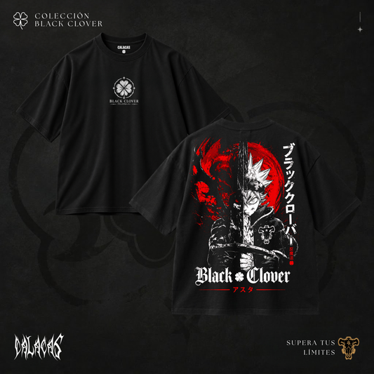 Polo negro con estampado "Asta poster rojo" — Calacas Perú, streetwear con humor peruano