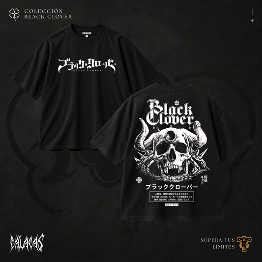 Polo negro con estampado "Calavera cornuda" — Calacas Perú, streetwear con humor peruano