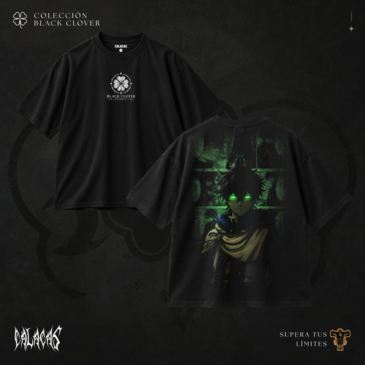 Polo negro con estampado "Yuno mirada verde" — Calacas Perú, streetwear con humor peruano